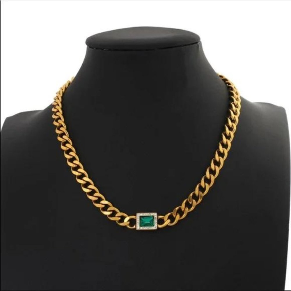 CHUNKY CHAIN 18K GOLD CHOKER NECKLACE, NICE NECKLACE, CUTE NECKLACE - Picture 3 of 9
